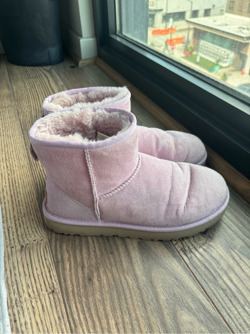 UGG Pink Shearling-Lined Kids Slip-On Boots